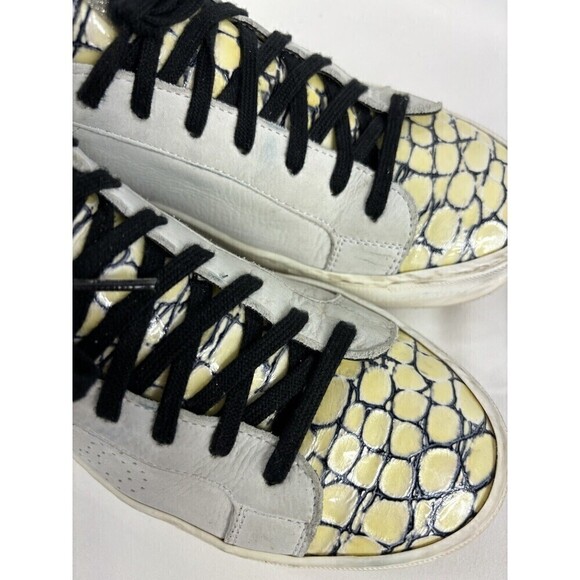 P448 John Sneakers Light Grey Black Glitter Reptile Print Embossed Toe Tongue 40 - Picture 11 of 15